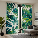 2 t&uuml;kki HD P&otilde;hjamaade troopiliste taimelehtedega dekoratiivkardin Roheline lips digitaalprindiga kardin Kodukaunistamise stiil Dekorat W52H63inchW132H160cm