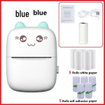 C9 Mini Bluetooth taskutermoprinter 5 rolls of thermal paper+5 rolls of stickers