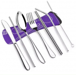 7 tk/ komplekt roostevabast terasest lauan&otilde;ude komplekt v&auml;listingimustes kaasaskantav riidest kott nuga kahvel lusikas s&ouml;&ouml;gipulgad &otilde;lgedest rikkalikud lilled seitse komplekti