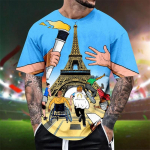 2024 Pariisi Spordikohtumise T-s&auml;rk meestele T&auml;ispildiga Eiffeli torni graafiline T-s&auml;rk Meeste l&uuml;hikeste varrukatega Suure suurusega T-s&auml;rgid Topid S valge