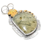 Prehnite Handmade 925 Sterling Silver Gift Two Tone Pendant 2.44 h6b78