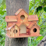 Wooden Bird House Birdhouse Courtyard Easy to Install Garden Hanging Hut Hummingbird Nest for