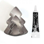 3 mini emporte-pi&egrave;ces inox Sapins + Stylo de gla&ccedil;age noir