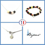 Pierres et Min&eacute;raux. Parure bijoux Bracelet Collier Perles Tourmaline melon d'eau + Lave 8 Taille personnalisable. must