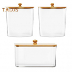 3 tk pesumasinate konteiner, l&auml;bipaistev, suure mahutavusega l&auml;bipaistev disain pesuruumi korralduskonteinerid bambusest kaanega Square