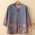 Suured suurused 2XL-7XL Elegantne &uuml;lem&otilde;&otilde;tmeline s&auml;rk naistele, topid, vabaaja vintage pluus, suvine keskealiste naiste riietus 7XL lilla