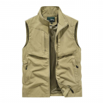 Suur suurus meeste kevad-s&uuml;gis vest vabaaja mitmetaskuline varrukateta jakk v&auml;litingimustes p&uuml;stkrae gilee kalastus spordi vest 2XL khaki