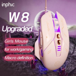 Tehase m&uuml;&uuml;k Inphic W8 juhtmega m&auml;nguhiir 4000DPI 7 nuppu Makrolahutus RGB hingav lamp vaikne arvuti roosa hiir 13x8x5cm roosa