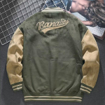 Meeste retro seemisnahast pesapallijakk - tikitud lai bomber kevad/s&uuml;gis M (40-50 kg) roheline