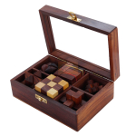 Shriji Crafts Puidust Puslem&auml;ng K&auml;sitsi valmistatud 6 &uuml;hes Puslem&auml;ngude Komplekt Ajutrustajad teismelistele ja t&auml;iskasvanutele & Lastele 7X5X2.5 INCHES pruun