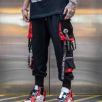 Naised, mehed, p&uuml;ksid, pael, tasku Jogger elastne v&ouml;&ouml;koht k&otilde;rge t&auml;navar&otilde;ivad Harajuku punk puuvillased p&uuml;ksid XXXL