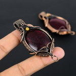 Red Labradorite Handmade Copper Wire Wrapped Pendant Jewelry 2.8 e7c21
