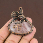 Rose Quartz Handmade Copper Wire Wrap Jewelry Pendant 2.17 n3n67