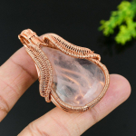 Rose Quartz Handmade Copper Wire Wrap Jewelry Pendant 2.36 m5v89