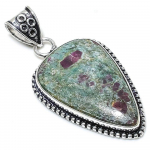 Ruby in Fuchsite Ethnic 925 Sterling Silver Jewelry Pendant 2.36 C4W39