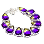 Bi-Color Tourmaline Handmade 925 Sterling Silver Jewelry Necklace 18 k4n88
