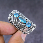 Swiss Blue Topaz Handmade 925 Sterling Silver Gift Jewelry Ring Size 8 v0y73