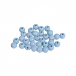 Perles en bois FSC 100%, polies, 6mm &oslash;, bleu pastel, 115 pi&egrave;ces