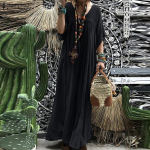 Naiste V-kaelusega nahkhiirevarrukatega patchwork-pitsist pikk lahtine kleit Vestido Robe Kleid XXXXXL must