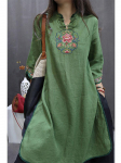 Naiste retro hiina puuvillane linane kleit tikandiga ja 3/4 varrukatega 4XL (165-180 jin)