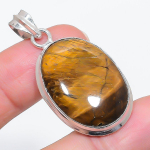 Natural Tiger Eye Gemstone 925 Sterling Silver Jewelry Pendant 1.77 s9r62