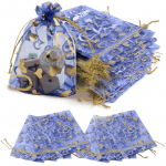 100 tk l&auml;bipaistvad organza kinkekotid S&uuml;damekujulise mustriga n&ouml;&ouml;riga pakkimiskott ehete jaoks blue bronzing 7 x 9cm