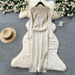 L&otilde;ikega Slim V&ouml;&ouml;kohaga Kleit Naistele S&uuml;gis 2025 Prantsuse Slim Fit ja Salendav Elegantne Kootud Bodycon Kleit One Size roosa punane v&auml;rv