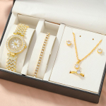 Naiste Luksuslik T&auml;is Teemant Kompaktne Viieosaline Aksessuaaride Komplekt Kinkekarp Mitmek&uuml;lgne Kvartsk&auml;ekell