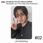 Stray Kids 4. album Karma L&otilde;&otilde;tspilliversioon Ametlik fotokaart Leeknow Pre-Order
