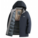 Hubane Meeste Talvine Paks Parka Jakk Soe Mantel Eemaldatava Kapuutsiga 4XL tumesinine v&auml;rv