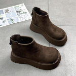 Platvormiga Suede Pahkluusaapad Talv Lume Pl&uuml;&uuml;s Soojad Puuvillased Kingad Keskmise Kontsaga Moesaapad Trend Gooti Chelsea Botas Mujer 36 kohv