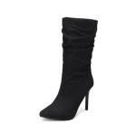 Naiste teksist cowboy saapad k&otilde;rge kontsaga talvised soojad kingad eriti suured suurused 45 46 47 48 keskmise s&auml;&auml;rega saapad stiletto 4.5 must