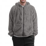 Meeste karvane lukuga kapuutsiga dressipluus Pl&uuml;&uuml;sist lukuga jakk kapuutsiga jaoks XL helehall v&auml;rv