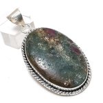 Natural Ruby Fuchsite Gemstone 925 Sterling Silver Jewelry Pendant 2.44 s1l10