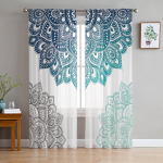 Mandala gradientt&uuml;llist l&auml;bipaistvad kardinad elutoas magamistoas k&ouml;&ouml;gis akende t&ouml;&ouml;tlemiseks &scaron;ifoonist kardinakardinad 1 PCS W100XH250cm&Grommet Top