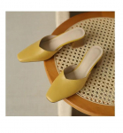 Suvised Baotou poolsussid naiste libisemine &uuml;hev&auml;rviline kandiline varvas Paks k&otilde;rge kontsaga Mule naiste kingad Zapatillas Mujer 40 kollane