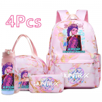4 tk/komplekt Multikas K-Pop tr&uuml;kiga Seljakott K&auml;ekott Pennikarp 750 ml veepudeliga Teismelisele Poisile T&uuml;drukule Koolikott Suure Mahutavusega Raamatukott Mochila