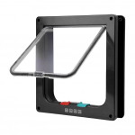 Kassi klappuks 4-suunalise turvalukuga kutsika kassipoegade turvauks sisse ja v&auml;lja ABS-plastist v&auml;ikese lemmiklooma v&auml;ravaga lemmikloomauksed ja l&uuml;kanduks S must