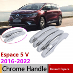 for Renault Espace 5 V MK5 2016~2022  Chrome Sturdy Door Handle Cover Car Styling Accessories Protective Film 2 Smart ButtonZpl