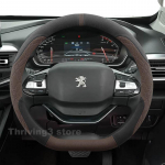 Suede Warm Car Steering Wheel Cover For Peugeot Landtrek 2025 -2024 Winter Warm Auto interior Peugeot Landtrek Accessories D Type-Brown