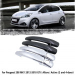 Black Carbon Fiber Car handle Or ABS Chrome Door Handles Cover for Peugeot 208 MK1 2012~2018 Car Accessories Styling GTI Active Handle 1 Keyholes
