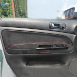 For VW Passat B5 1998 1999 2000 2001 - 2005 LHD only 4-doors Car Interior Door Armrest Panel Cover Trim Suede Leather red line