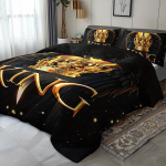 3tk Luksuslik Kuningakrooni Voodipesu Tekikott Komplekt Kuningakrooni Voodipesu Tekikott Komplekt Luksuslik Kuningateemaline Voodi Must Kuldne Magamistuba Duvet Cover Set&EU Single(135x200cm)