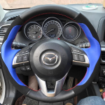 for Mazda 3 Axela Mazda 6 Atenza Mazda 2 CX-3 CX-5 2013-2017 Hand-Stitched Non-slip Leather Car Steering Wheel Cover style 1