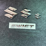 4pcs 5pcs Suzuki Swift plastic front rear car 3D steering wheel sticker modified letter decoration Silver-4pcs