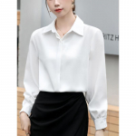 ID-foto Valge Pikkade varrukatega pluus naistele Kevadel, Suvel ja S&uuml;gisel Uuendatud disain K&uuml;ps temperament Professionaalne intervjuupluus XL valge