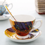 Van Gogh Kunstimaali Kohvitassid Alustass Tassikausike Lusikas T&auml;htede &Ouml;&ouml; P&auml;evalilled K&uuml;lvaja Iirised Saint-Remy Kohvi Tee Tasside Komplekt 201-300ml