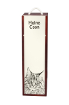 Maine Coon - wine box with a cat, alcohol box with graphics, personalized gift box from the Art-Dog brand pruun