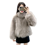 Auutmn Winter Lady Cardigan Mantel Karvane Palus Stand krae Soojust hoidev Pikad Varrukad Paksendatud L&uuml;hike T&uuml;&uuml;p &Uuml;hev&auml;rviline Kunstkarusnahast jope XL beige