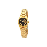 Seiko 5. seeria 30m veekindel automaatne mehaaniline liikumine roostevabast terasest k&auml;ekell musta sihverplaadiga Naiste kellad SYM602 Black Dial beige
